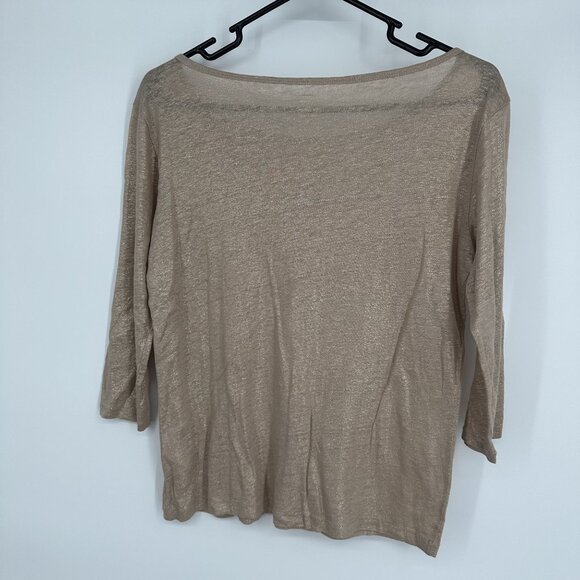 J. Crew Women's Blouse Metallic Gold 100% Linen Size small - Picture 4 of 4